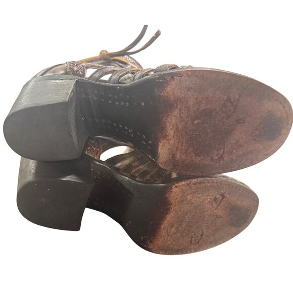 Freebird By Steven Wazee Leather Sandal Heel Booties Women's Size 8 Distressed - Picture 8 of 10